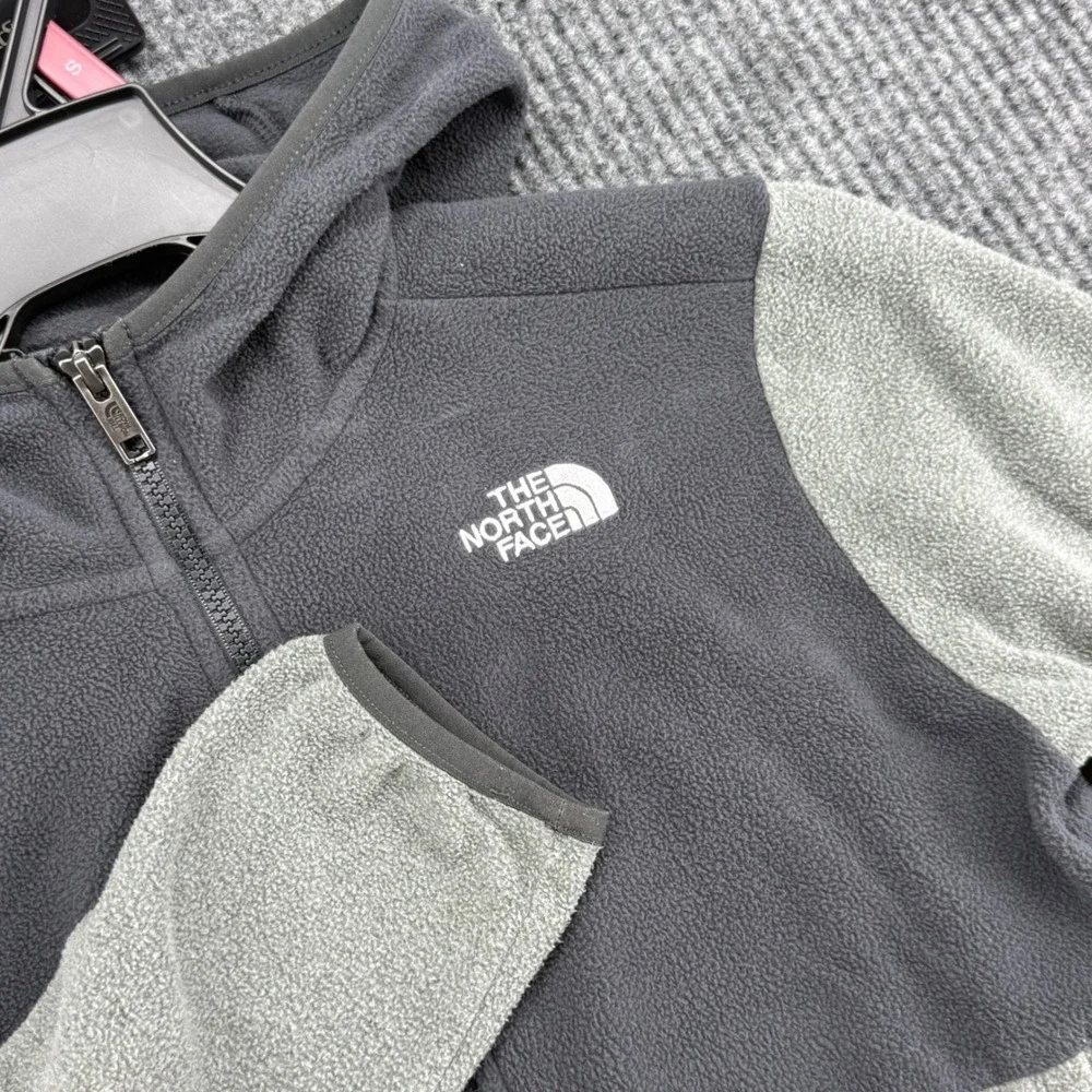 The North Face Fleece Hoodie Teen L/12 Grey Good Full Zip Colorblock Jacket